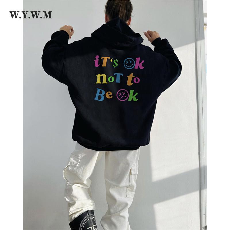 

WYWM Harajuku свитшот с графическим рисунком для женщин, осень 2023, большие повседневные толстовки с длинными рукавами, женская одежда, новый модный свободный пуловер для улицы