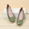 Fashion Butterfly Knot Design Square Toe Single Shoe Women's 2025 New Color Splicing Soft Versatile Flat Ballet Style Casual Dance Shoes