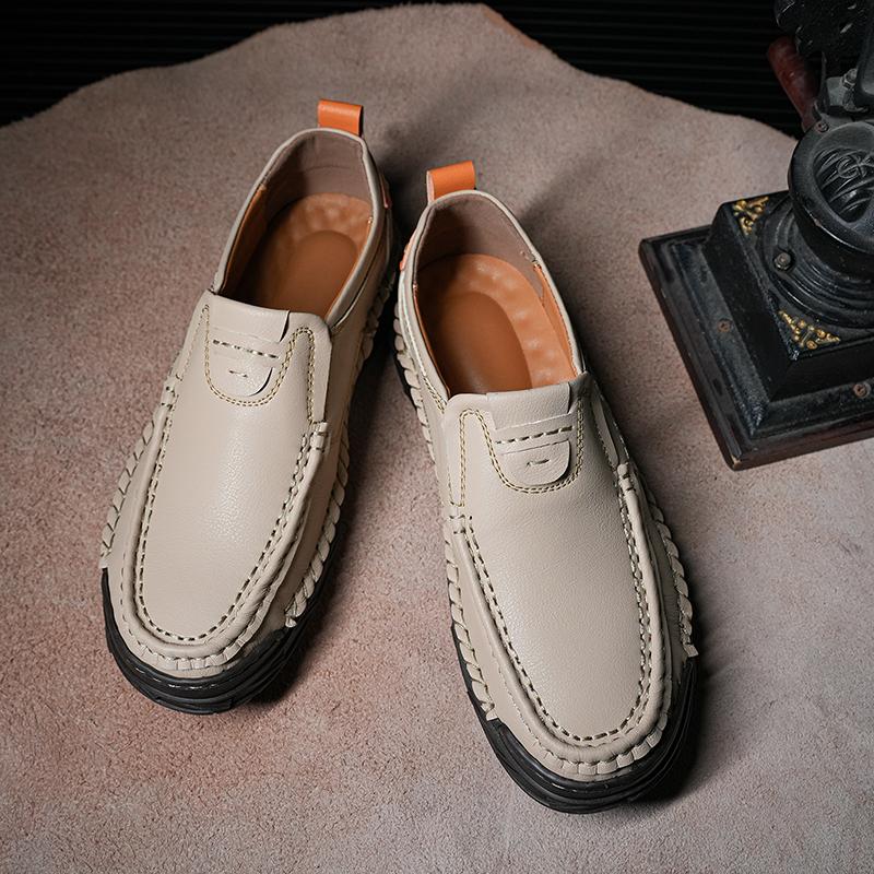 Fashion New Brand Men Large Size Business Shoes Flat Designer Simple Office Shoes Handmade Genuine Leather Shoes Outdoor Driving Loafers