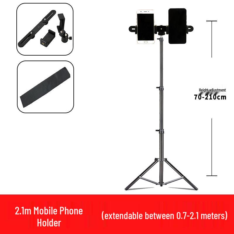 Mobile Streaming Stand with LED Fill Light and Multi-Camera Mount for Desktop and Outdoor Photography