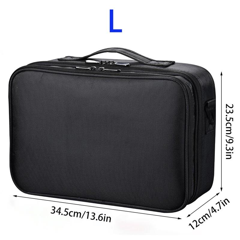 Large Capacity Travel Makeup Case, Portable Artist Organizer with Adjustable Dividers and Shoulder Strap for Toiletries Jewelry
