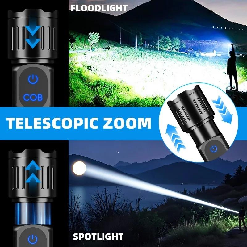 2026 New Waterproof LED Flashlight, Powerful USB Type-C Rechargeable  Flashlights with Magnet, Side Light, 9 Modes for Home Outdoor Emergency