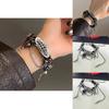 Y2k Gothic Punk Red Leather Bracelet Alloy Electroplated For Men And Women