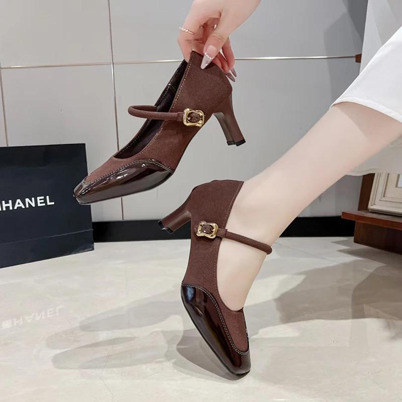 Fashion Square Toe  Women Sandals Jane Shoes Summer Shoes  2025 Sexy Chunky Shoes Dress Wedding Pumps Zapatillas