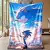 Sonic the Hedgehog Printed Flannel Blanket Skin Friendly Warm Decorative Throw for Indoor Couch Bed Daily Use