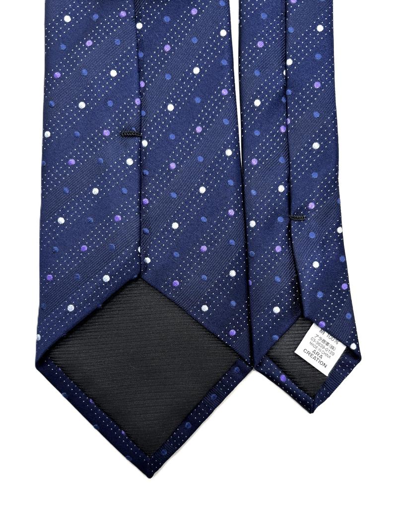 [Hiroko Koshino Homme] Necktie, Dot Pattern, 003254-20000-3010 02 Navy base, purple dots, FREE
