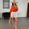 New Arrivals Open Run Women Off Shoulder Shirring Puff Balloon Crop Blouse