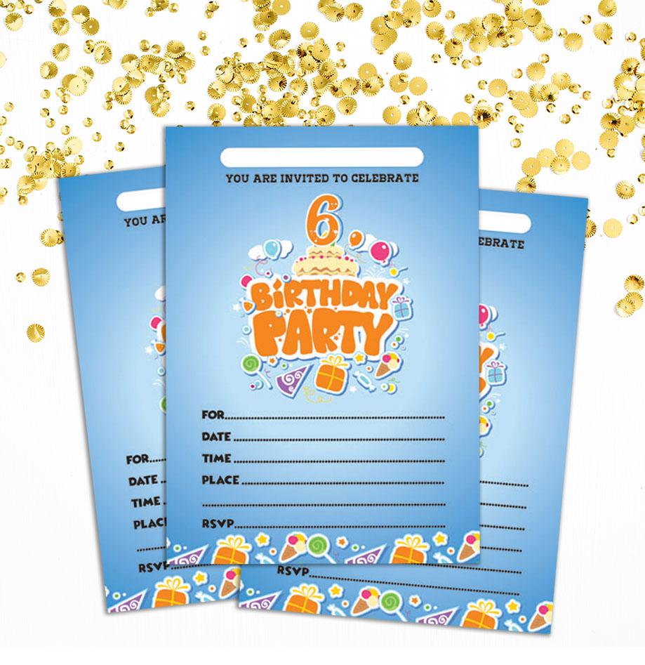 Darling Souvenir Blue Birthday Invitation Card Printable Fill or Write In Blank Invites Party Supplies Pack Of 28 5 X 7 Inches