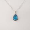 Swiss Blue Topaz Gemstone Dainty Silver Pendant 1.3"Necklace , 925 Sterling Silver Handmade Jewelry APP-3-2