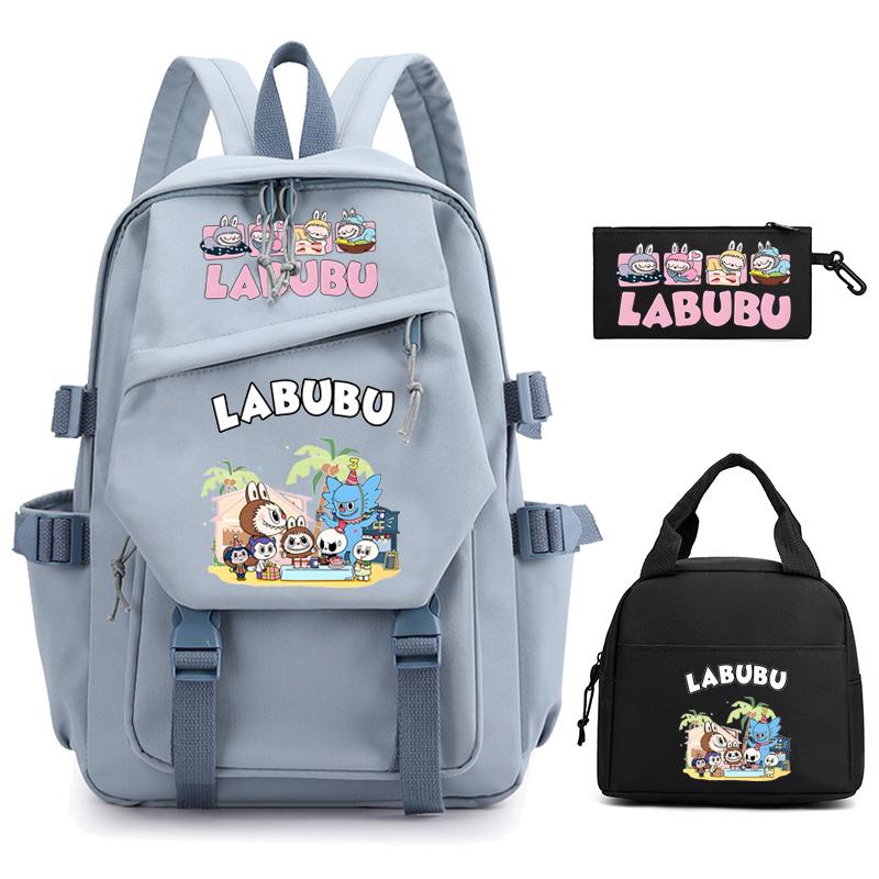 3Pcs/set Cute  Printed Backpack Pencil Case Lunch Bag Teenager Student Girl Boy Schoolbag Women Travel Laptop Bag Mochila