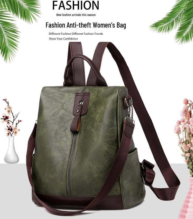 Dam Retro Anti-Stöld PU Ryggsäck - Casual Outdoor Travel Bag 2025