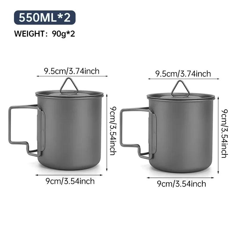 Outdoor Titanium Camping Cup, Foldable Handle Ultralight Mug for Coffee&Tea, Backpacking & Hiking Essentials