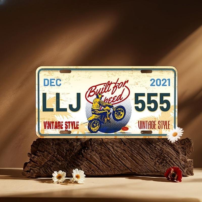 Motorcycle Souvenir License Plate, Metal Auto Wall Decor 15x30cm