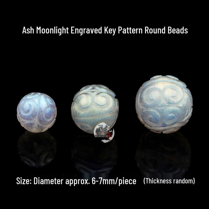 Gray Moonstone Carved Round Beads, Blue Moonstone & Labradorite for DIY Bracelets