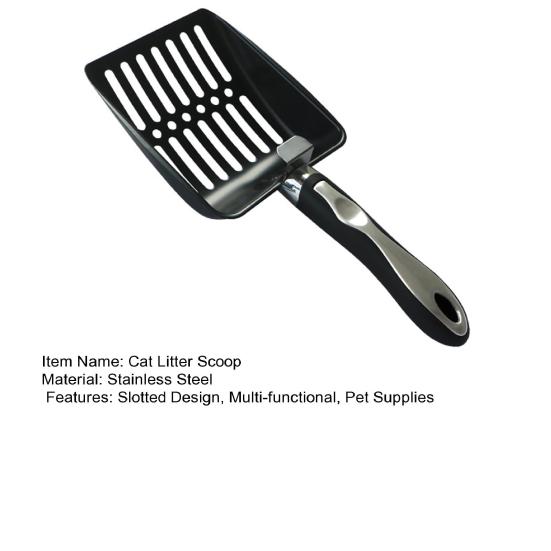 Stainless Steel Cat Litter Scoop with Deep Shovel Long Handle Slotted Litter Scooper Heavy Duty Non-stick Poop Sifting Shovel Sifter Pet Supplies