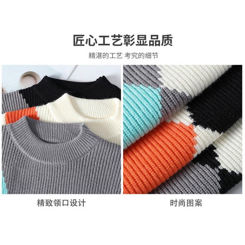 Men S Thick Half High Neck Long Sleeve Pullover Knit Sweater Korean Style