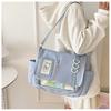 Japanese Style Transparent Acrylic Tote Bag, Nylon School Aesthetic Shoulder Crossbody Bag with Patchwork Design CLE