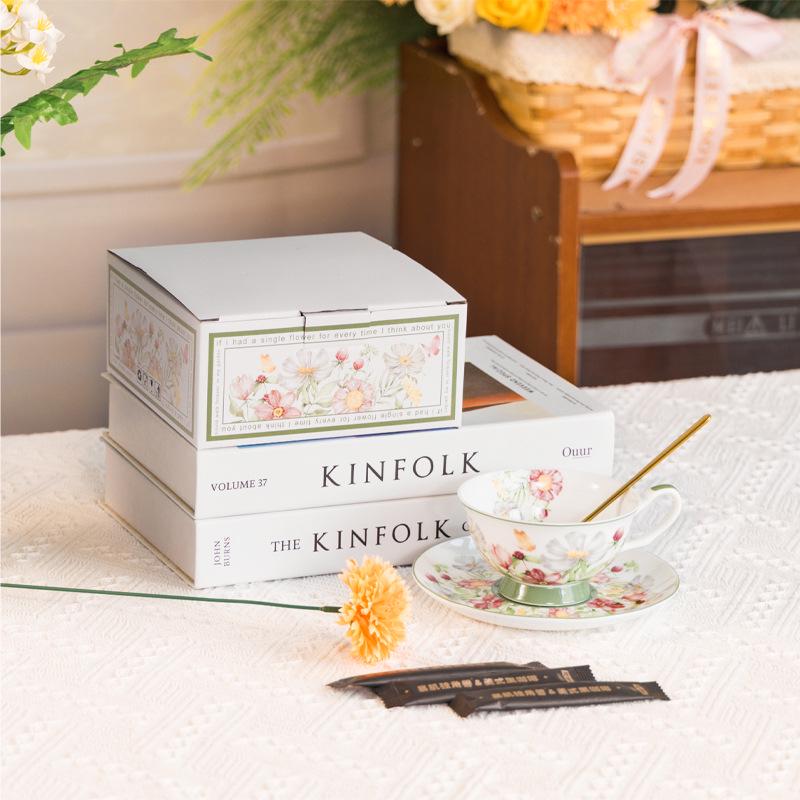 

Northern Luxury Bone China Lagerstroemia Flower Coffee Set: Perfect Birthday Gift for Girls, Ideal for Afternoon Tea. 230ml