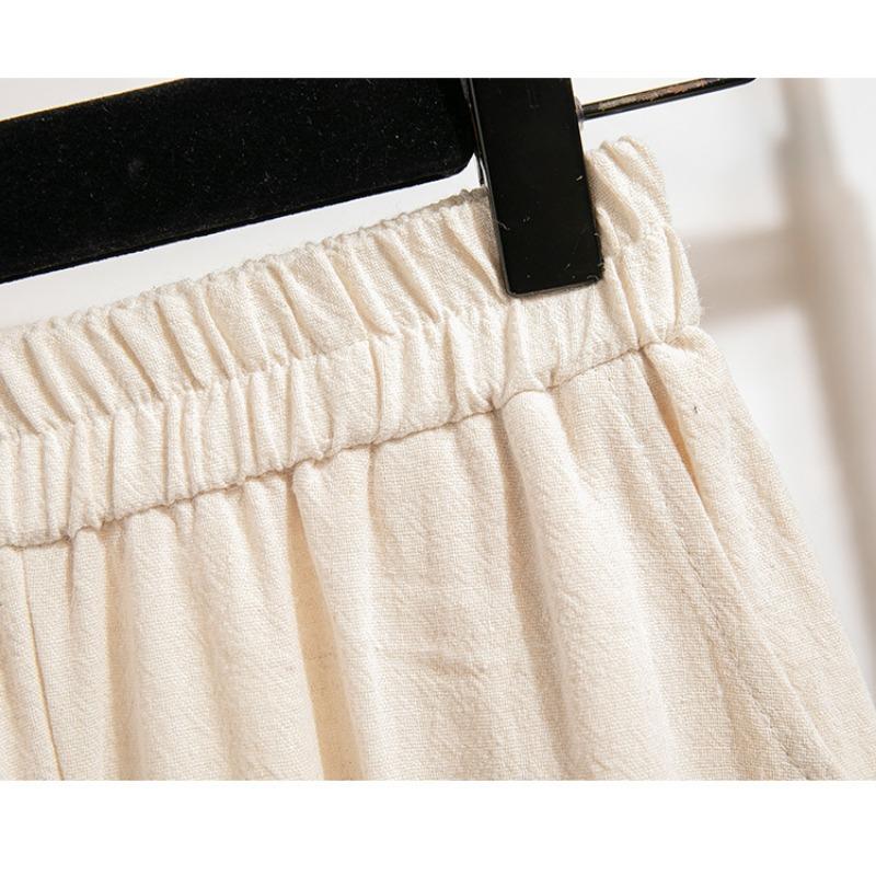 Kalhoty větší velikosti Dámské kalhoty Vintage plátěné Ležérní kalhoty Literární vázanka Pružný pas Harlekýnové kalhoty