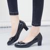 Fashion Casual Heels African Woman Shoe Soft Bottom Work Dress Professional Navy Blue Pumps Comfortable Burgundy Black Office Leather Be