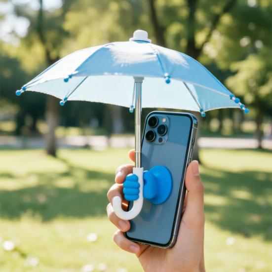 Mini parasolka do telefonu komórkowego z przyssawką, parasolka na smartfona z ochroną UV, uniwersalny uchwyt na telefon komórkowy na plażę, podróże, na zewnątrz, do kubka