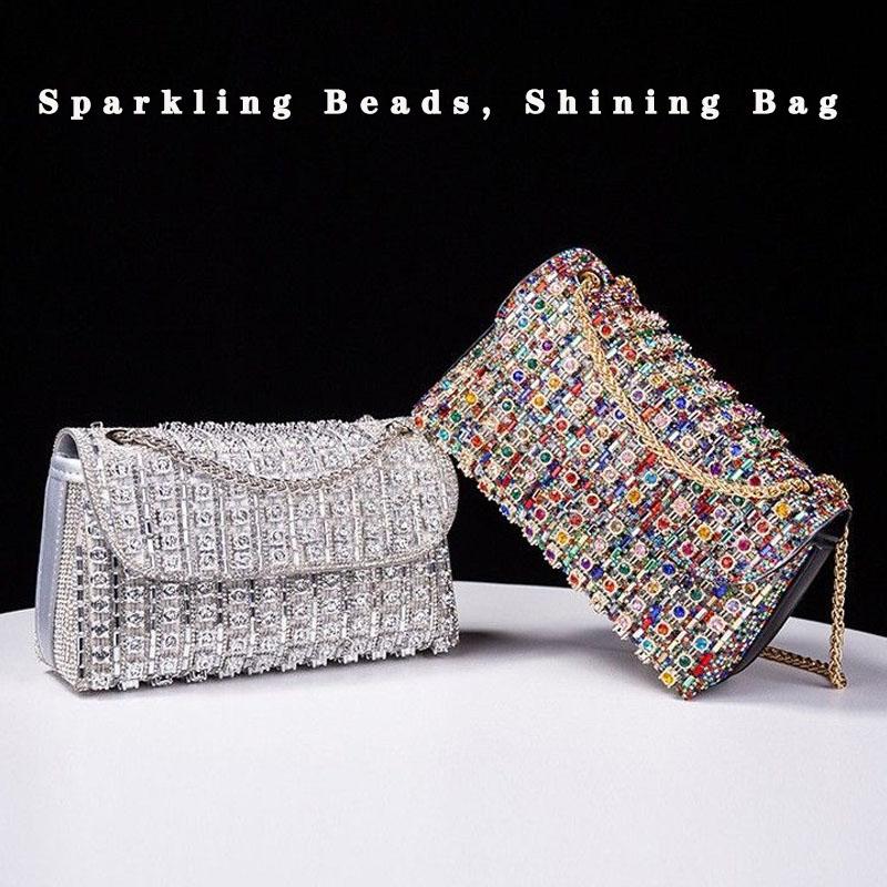 Luxury Wedding Handbags For Women Elegant Chain Shining Shoulder Bag Female Party Evening Clutch Bag Purse