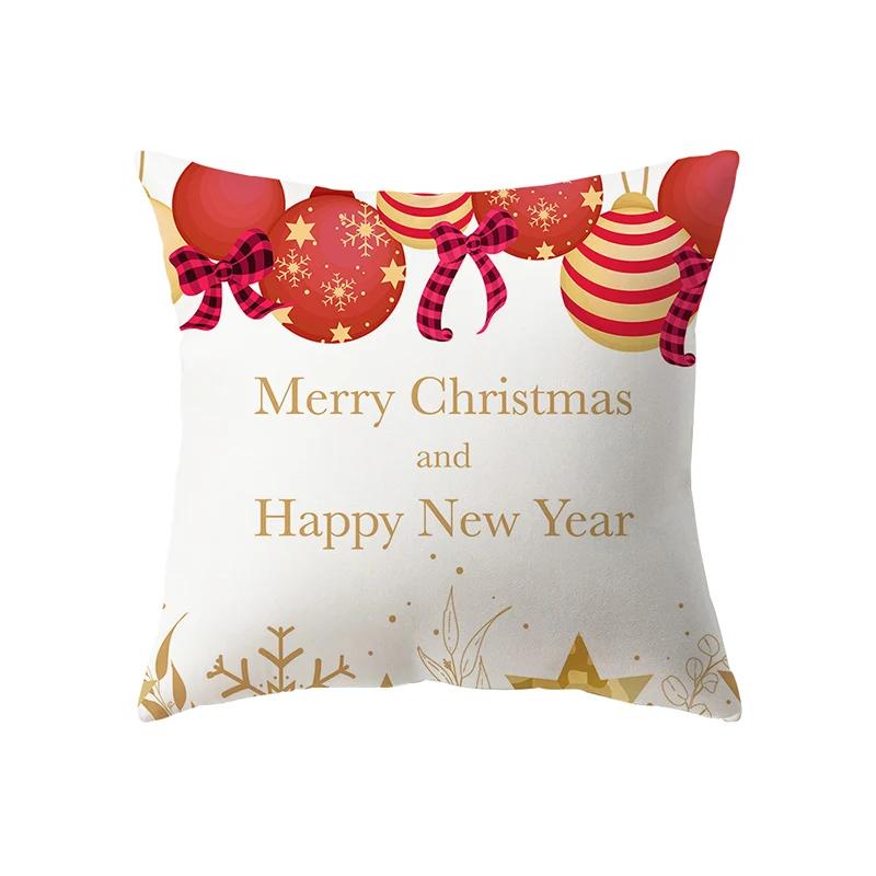 Merry Christmas Santa Claus Decorative Printed Pattern Cushion Cover Home Living Room Sofa Pillow