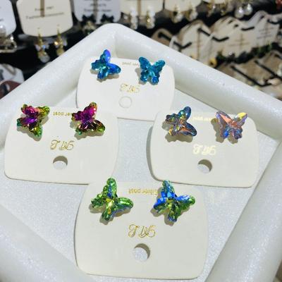 Small Butterfly Zircon Stud Earrings Women Girls Y2K Cute Exquisite Shiny Crystal Personality Fashion Ear Jewelry Accessories