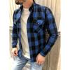 Camisa Casual de Hombre de Manga Larga a Cuadros con Cuello