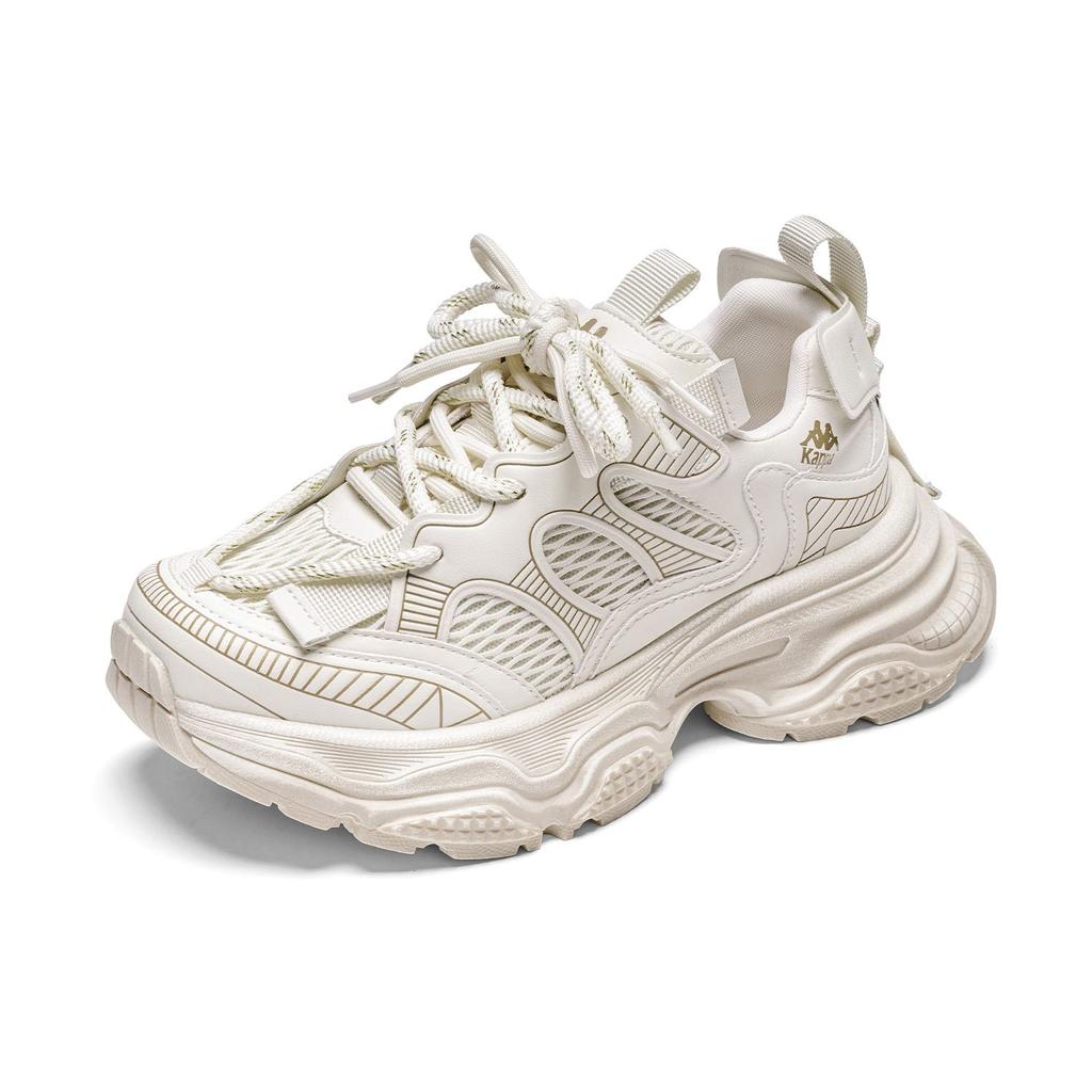 Kappa Urban Sports Mesh Breathable Platform Comfortable Versatile Non-Slip Wear-Resistant Low-Top Dad Shoes Women Sneaker White K0E25MC62J-012