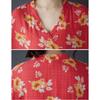Dimanaf 2025 Plus Size Summer Women Floral Printing Long Dress Short Sleeve Vintage Casual Linen V-Neck Basic Loose Dress