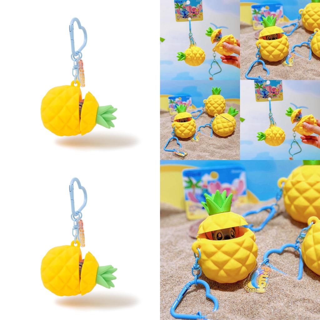 Stitch Summer Beach Theme Keychain With Resin Pineapple Pendant For Kids Backpack Accessories