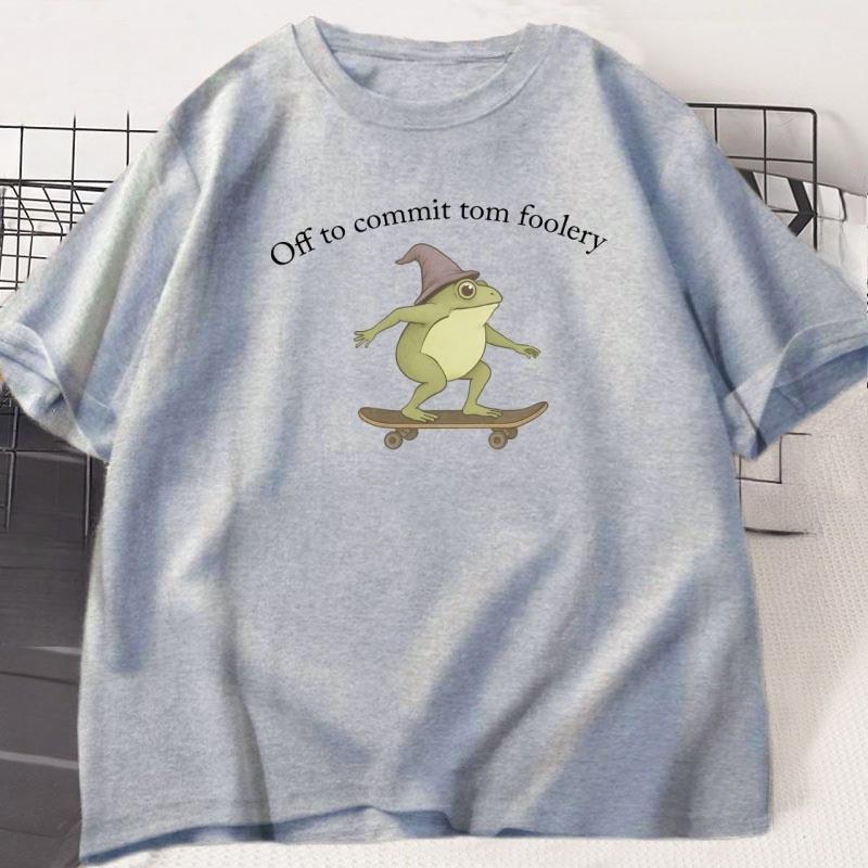 Funny Frog TShirt Silly Weirdcore Graphic Tee Printed Cotton Shortsleeve T Shirt WOMEN Unisex Cool Streetwear Tshirts Clothing
