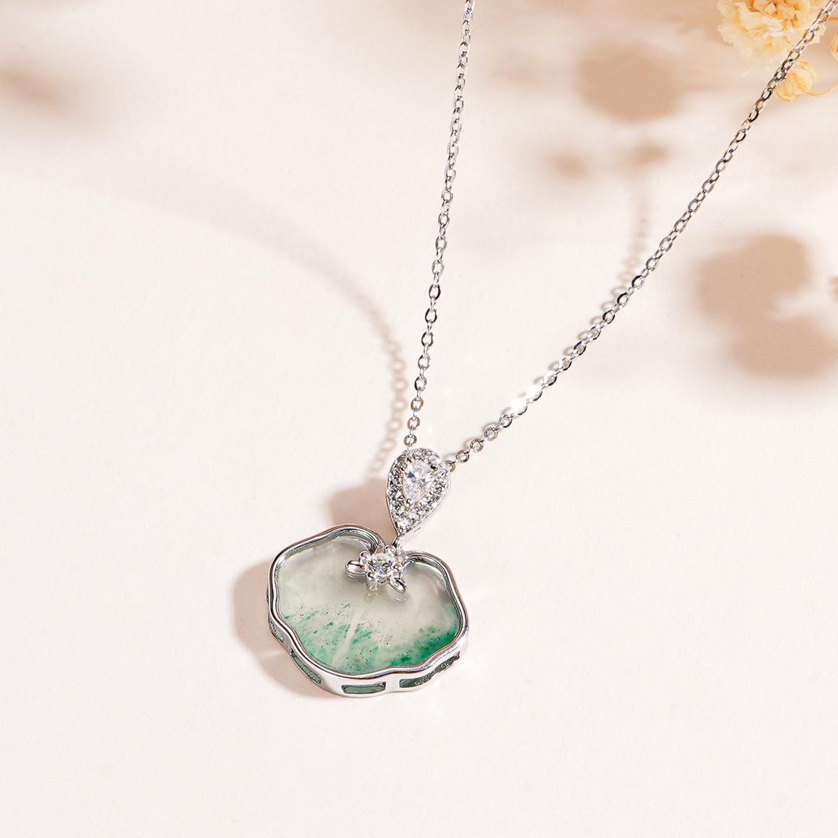 Tichiya S925 Sterling Silver African Jade Ruyi Lock Necklace for Women - New Chinese Style 925 Silver