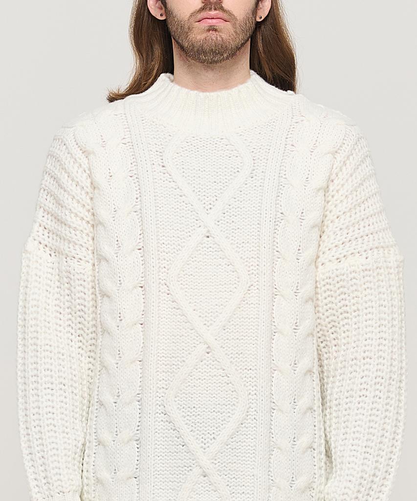 CARGOBROS Semi-Over Cable Mock Neck Knit (Ivory)