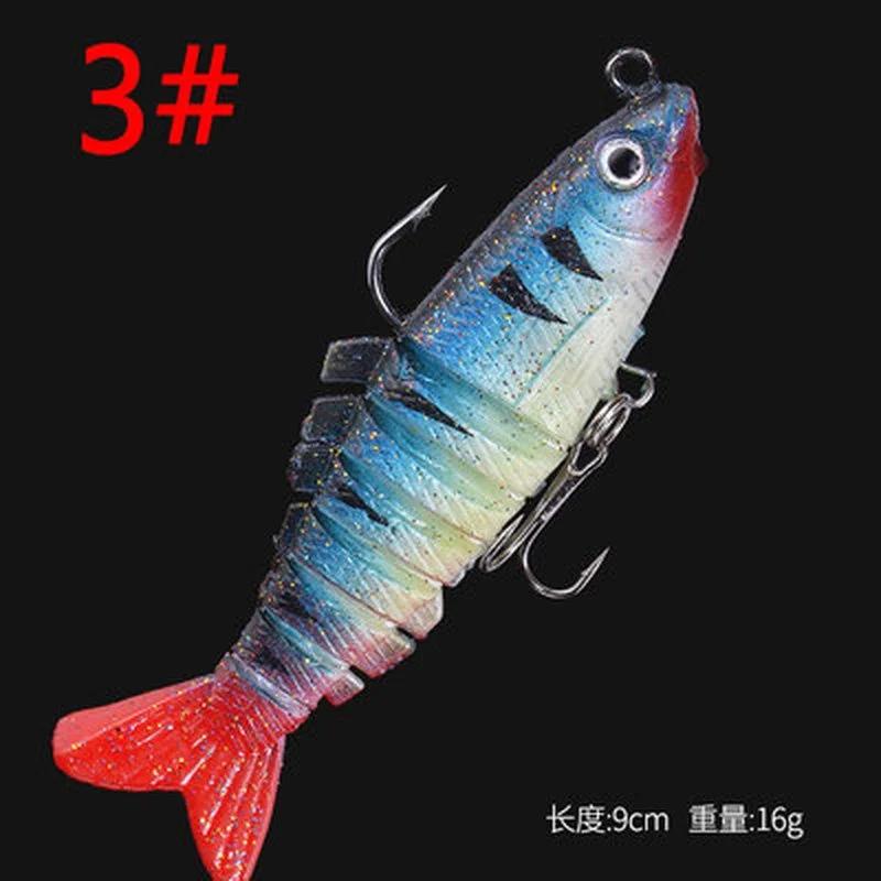 Artificial Lifelike Popper Soft Swimbait 8 Segmented Fishing Lures Lead Head Soft Fishing Lure Custom 3.54in soft Bait Lure