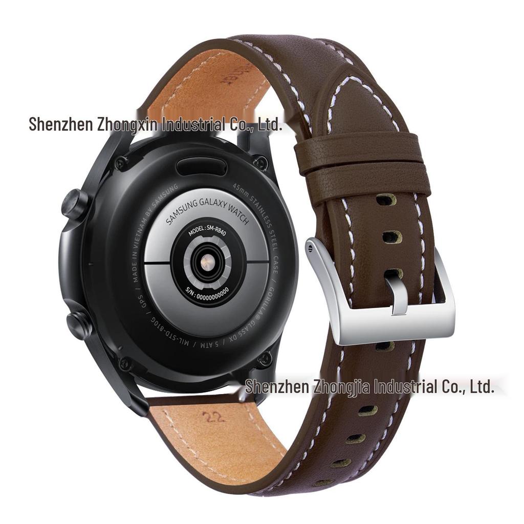 22mm Genuine Leather Strap for Samsung Galaxy 20, Huawei 46mm, and Xiaomi Sports Models
