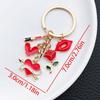 Red Cartoon Lips & Rose Heart Keychain Pendant
