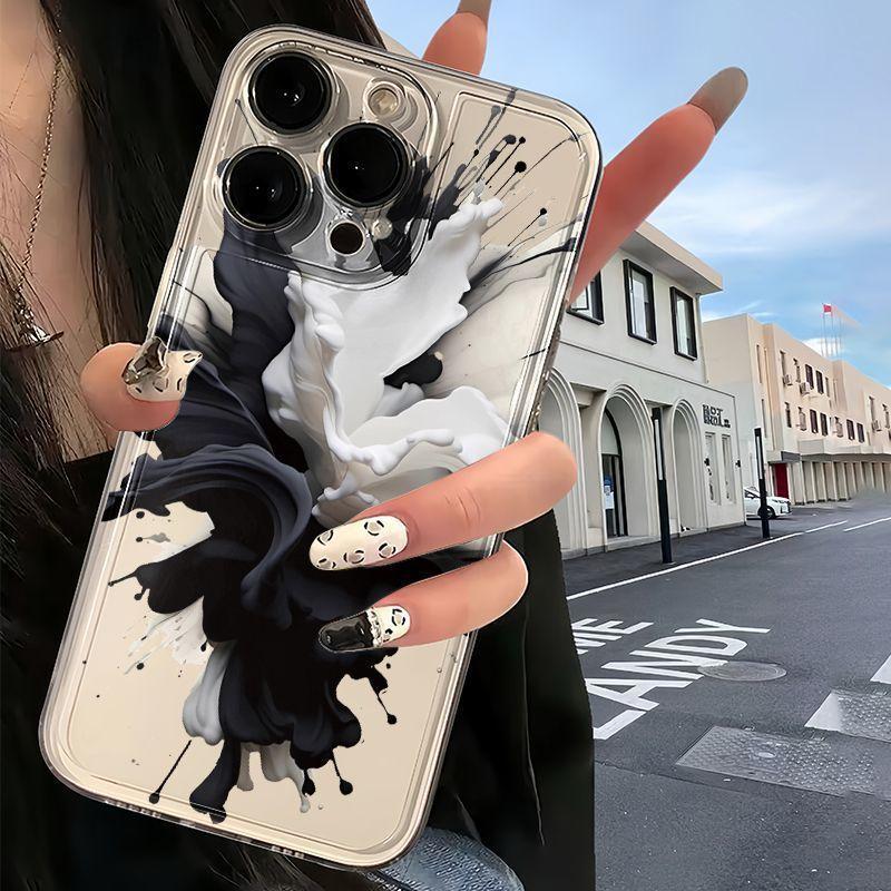 Applicable To Apple 11plus Mobile Phone Protective Case iPhone11promax New All-inclusive 11pro Black and White Ink