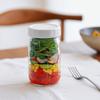 4 Pack Portable 32 Oz Glass Salad Jars Built-in Sauce Cup Leak-proof Mason Jars with Scale Marking Sealed Oatmeal Cup Oatmeal