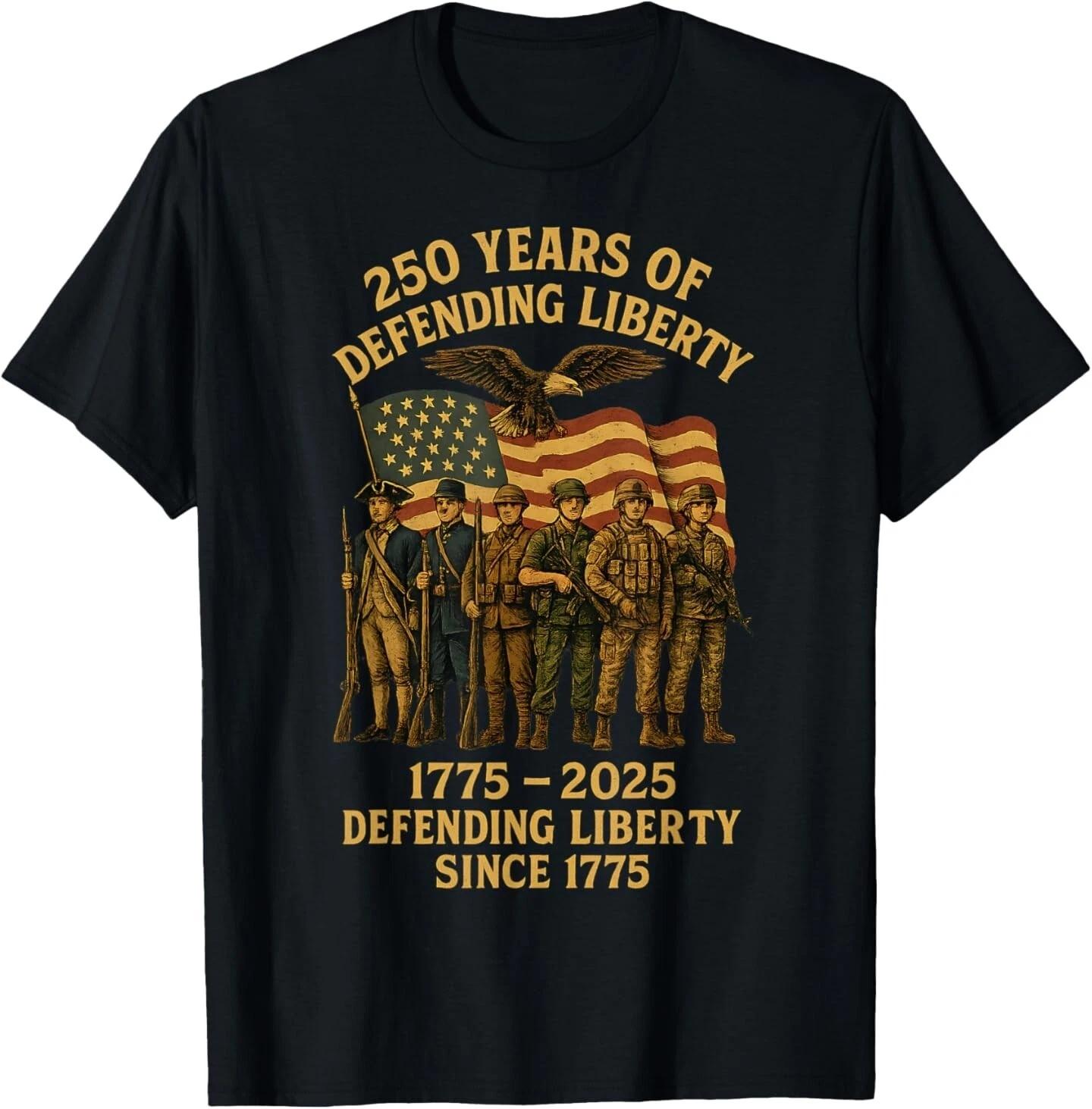 

US Army Military Parade 250th Anniversary T-Shirt 100% Cotton O-Neck Short Sleeve Summer Casual Mens T-shirt Streetwear - Men... S разноцветный