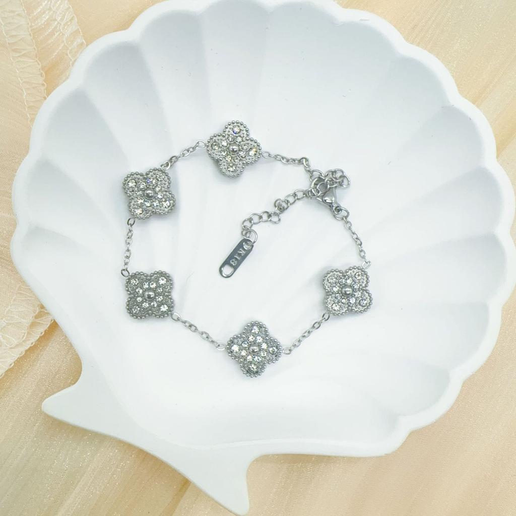 18K Lett Luksus Firkløver Armbånd Kvinner Seniorfølelse Av Å Ikke Miste Farge Høykvalitets Armbånd