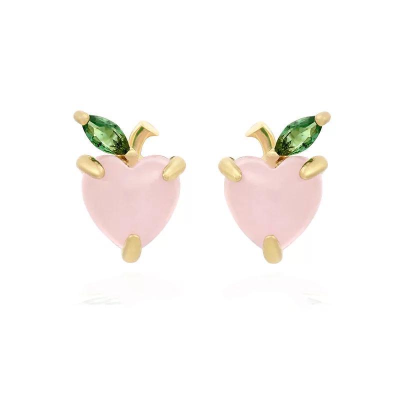 Tropical Fruit Zircon No-Piercing 925 Silver Stud Earrings – Lightweight Luxury Dangles for Women