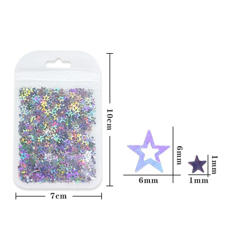 Holographic Hollow Star Nails Sequins Laser Flakes Nail Art Decoration