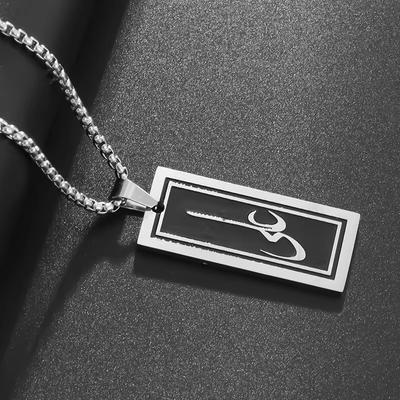 Hot-selling Jewelry Arabic Rune Tag Square Tag Stainless Steel Pendant Necklace