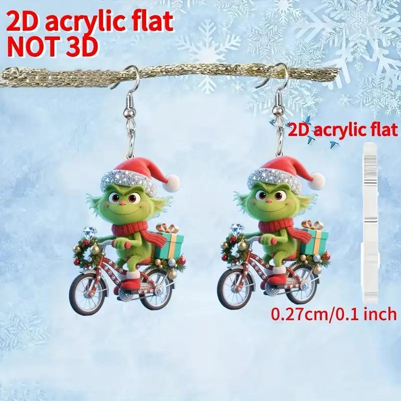

Экологичные Зеленые Эльфы Велосипедные Рождественские Серьги Single Acrylic Earring (No Hook)