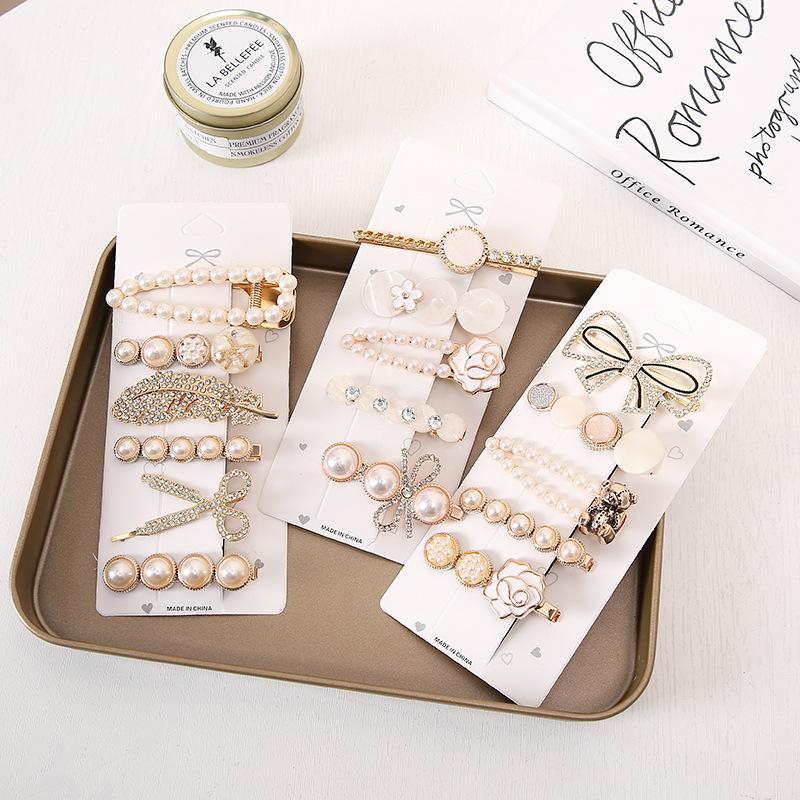 Luxury Pearl Bow Feather Hair Clip - Korean Style Bangs Accessory