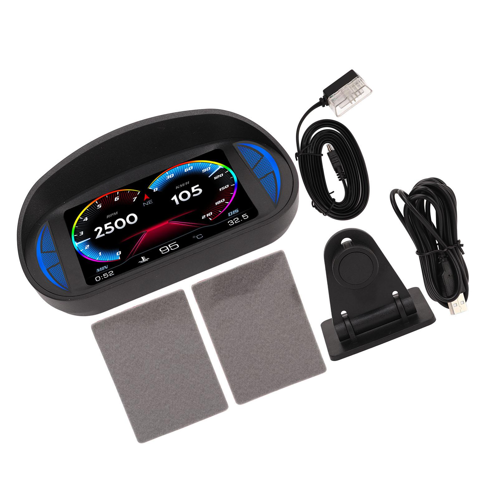 

Автомобильный HUD-дисплей Режим OBD2 GPS с Инклинометром Компасом Скоростью Об/мин Функция Предупреждения Универсальный для Автомобилей