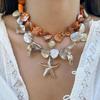 2026 European Cross-Border Starfish & Shell Alloy Necklace - Retro Summer Mermaid Design