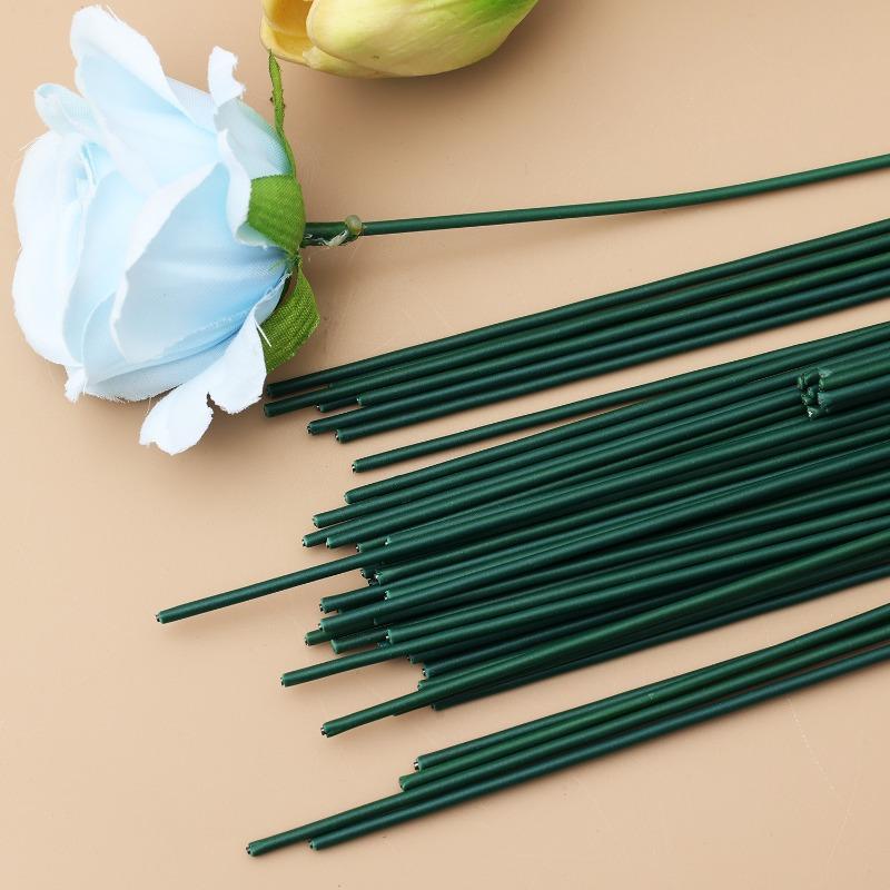 Green Flower Stem Sticks Plastic-clad Iron Stem For DIY Rose Flowers Head Stick Rods Bouquets Arrangement Wrapping And Crafts